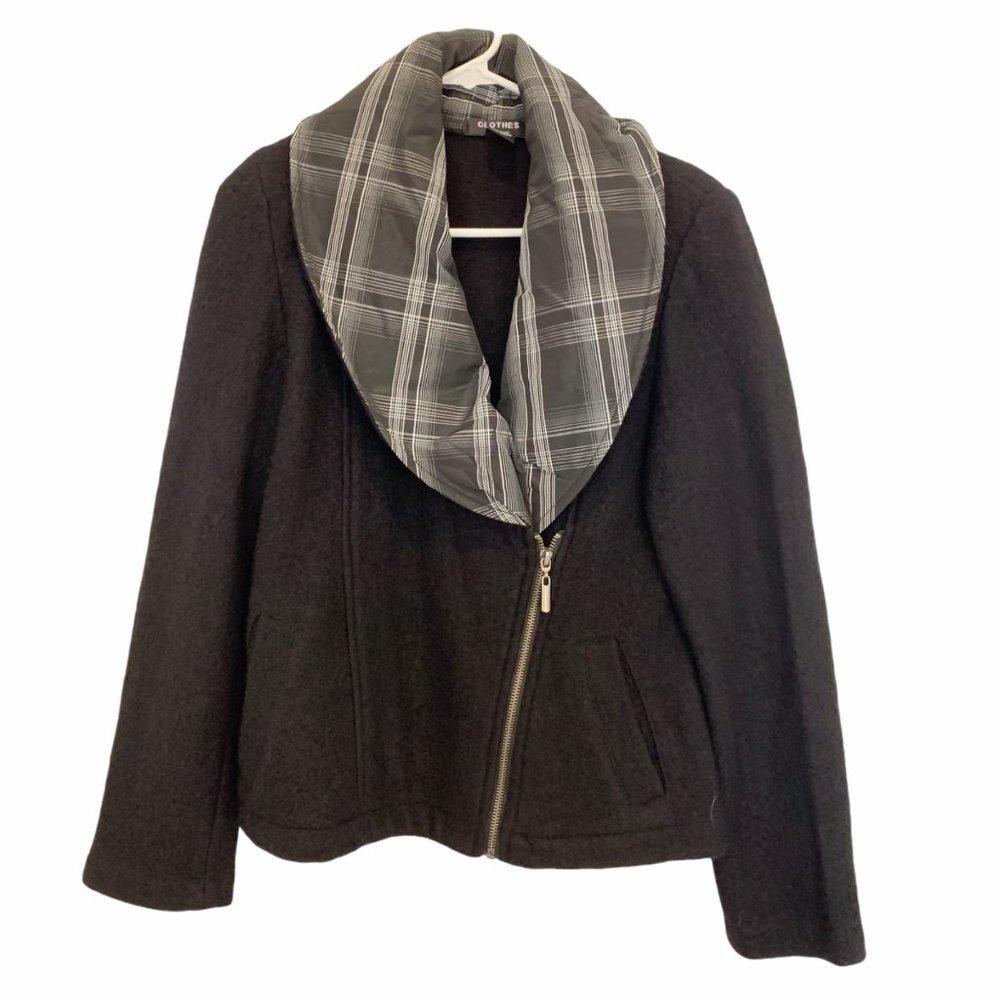 Clothes by Revue 100% Wool Jacket zip up plaid fab